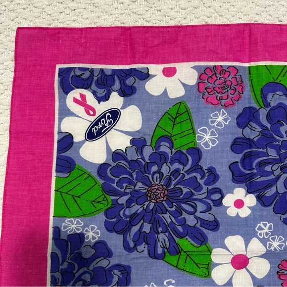 LILLY PULITZER x FORD Breast Cancer Awareness Cotton Square Scarf - Picture 4 of 8